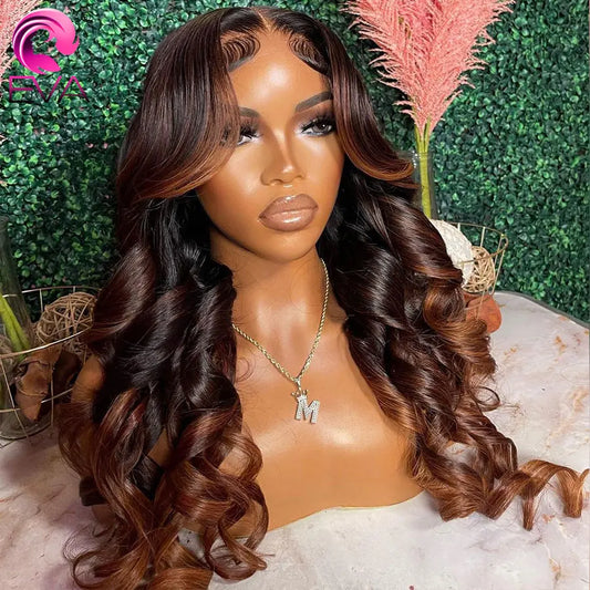 Eva 360 Full Lace Wigs Pre Plucked Colored Lace Front Human Hair Wigs For Women 13x6 Transparent Lace Frontal Wig Loose Wave Wig