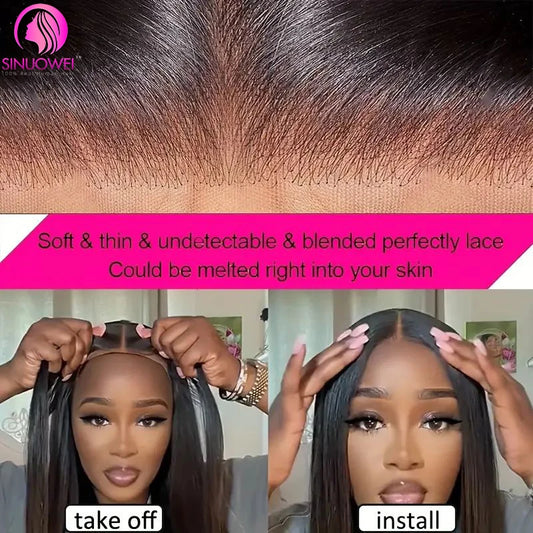 Glueless Wig 5x5 Straight Lace Closure Wigs Pre Cut Straight Closure Wigs Human Hair Ready To Wear No Glue Wigs For Women