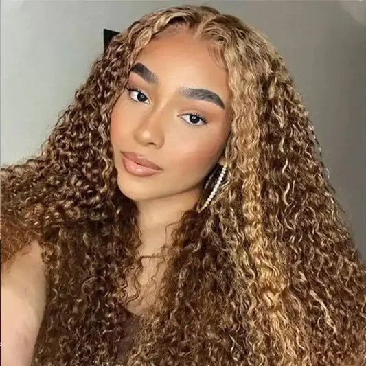 Super Double Drawn Human Hair Curly Wig HD Lace Wigs Piano Curly Raw Human Hair HD Lace Front Wigs