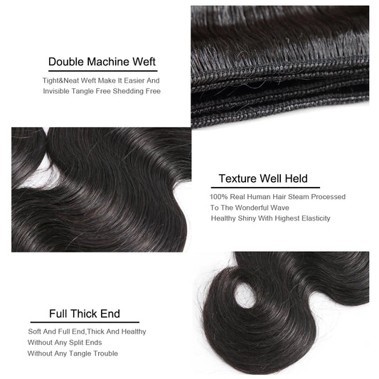 Missblue Raw Indian Virgin Hair Bundles Body Wave Grade 10A Indian Human Hair Weave Bundles Extension 1 3 4 P/Lot Hair Extension