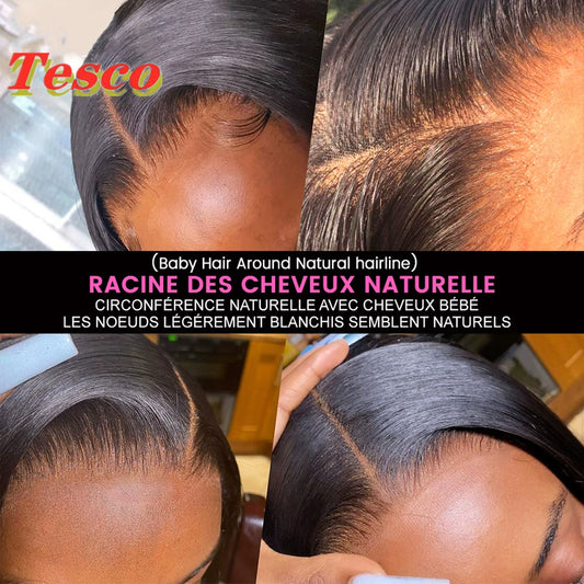 Brazilian Lace Wig Female Fashion Black Bob Short Straight Hair Straight Lace Human Hair Wig