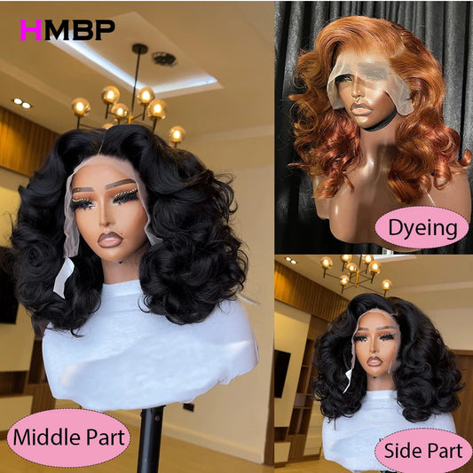Bouncy Curly 350 Density Wigs Preplucked Human Baby Hair Glueless 13x6 HD Transparent Lace Frontal Wigs Human Hair Ready To Wear
