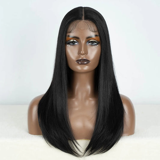 Synthetic Lace Front Wig Straight Baby Hair Bob Wig Bown Black Blonde Hair Wig 22"Cosplay Wig For Women Heat Resistant Wig
