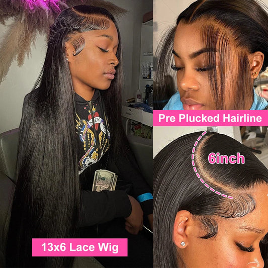Rosabeauty 40 42 Inch Straight Human Hair Wigs Lace Front Wigs 5x5 Closure Wig Brazilian Bone Straight 13x6 Hd Lace Frontal Wig