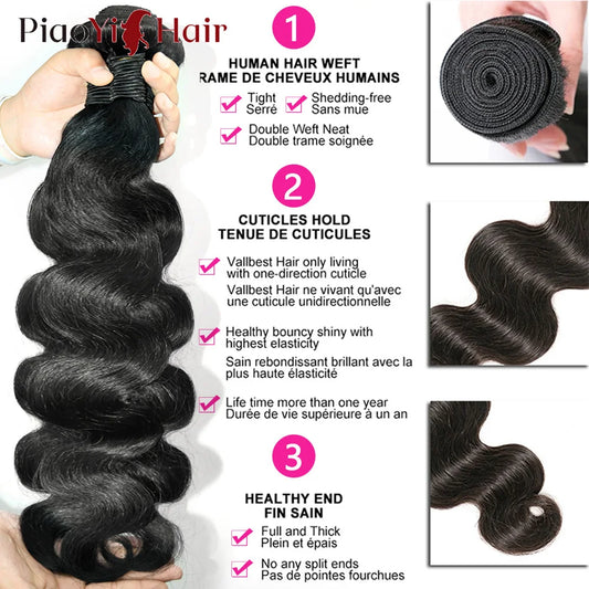 Body Wave Bundles With Closure Human Hair Bundles With Closure 20 22 24 Inch  Raw Human Hair Weave Extensions Closure Human Hair