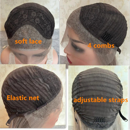 New in Dark Brown Black 13X4 Synthetic Lace Front Wigs For Women Copper Red Lace Frontal Wig Pre Plucked Hairline With Baby Hair