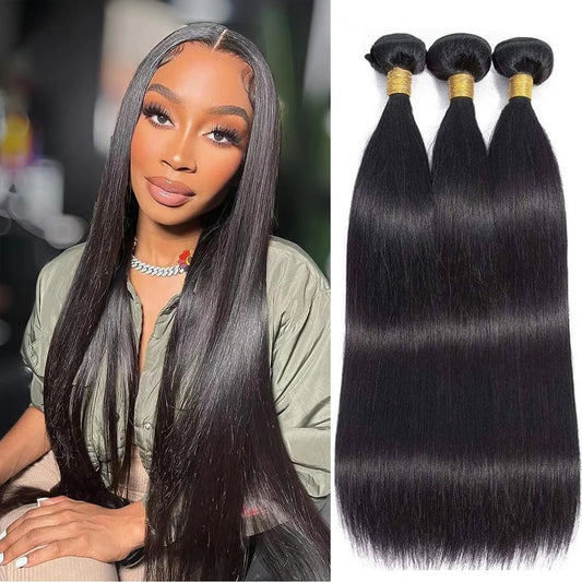 30 32 Inch Bone Straight Bundles Human Hair 14A Brazilian Human Hair Natural Color 100% Remy Human Hair Extension 4 5 6 Bundles
