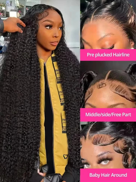 30 40 42 Inch Kinky Curly 13x4 13x6 Transparent Lace Frontal Wig 200%  Raw Loose Deep Wave Human Hair Lace Front Human Hair Wigs