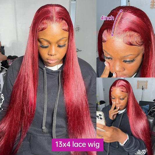 13x4 99J Burgundy Lace Front Wig 100% Body Wave 13x6 HD Transparent Lace Front Human Hair Wigs For Women Brazilian Colored Wigs