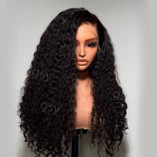 26'' 180Density Lace Front Wig Natural Black Soft Long Kinky Curly Glueless For Women Daily Preplucked Heat Resistant BabyHair