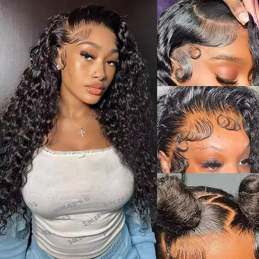 200 Density Deep Wave 13x6 13x4 Hd Lace Frontal Wigs Black Women Deep Wave 360 5x5 Lace Frontal Wigs 40 inches Wig Human Hair