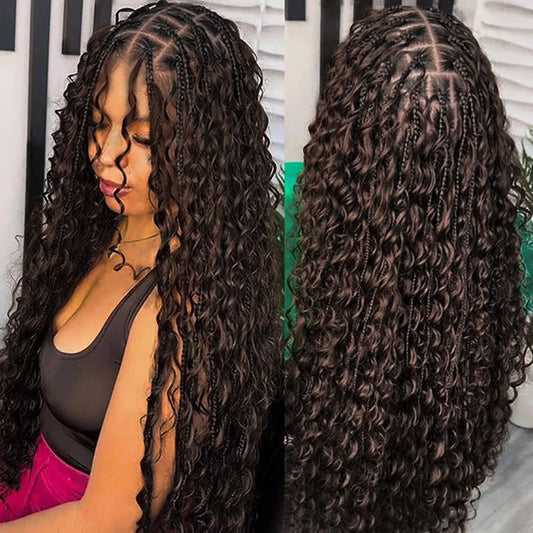 Dark Brown Boho Braids Human Hair 100% Bulk for Braiding Curly Hair Bundles Human Hair Extension Chocolate 2# Deep Wave Bundles