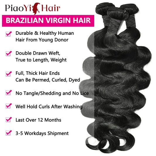 12A Double Drawn Body Wave Human Hair Bundles 100% Human Hair Brazilian Virgin Human Hair Extensions For Women Cheap  Human Hair