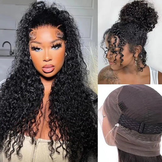 Invisible Strap 360 HD Full Lace Wig Human Hair Glueless Wig Pre Cut Lace 250 Density Deep Curly 360 Lace Front Wig Preplucked