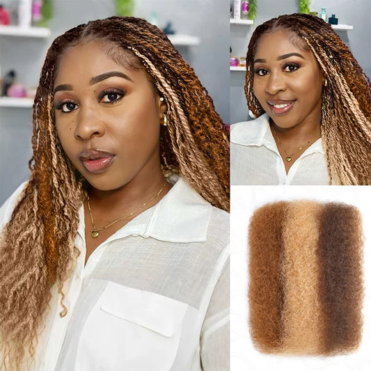 QVR Afro Kinky Bulk Hair No Attachment QVR Afro Curly Bulk Human Hair Rebecca Virgin Remy Dreadlock 50G/Pack Highlight Braids