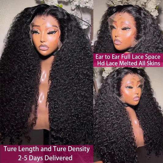 Deep Wave Frontal Wig Transparent 13x4 13x6 HD Lace Frontal Human Hair Wigs 40 Inch Curly Human Hair Lace Frontal Wigs For Women
