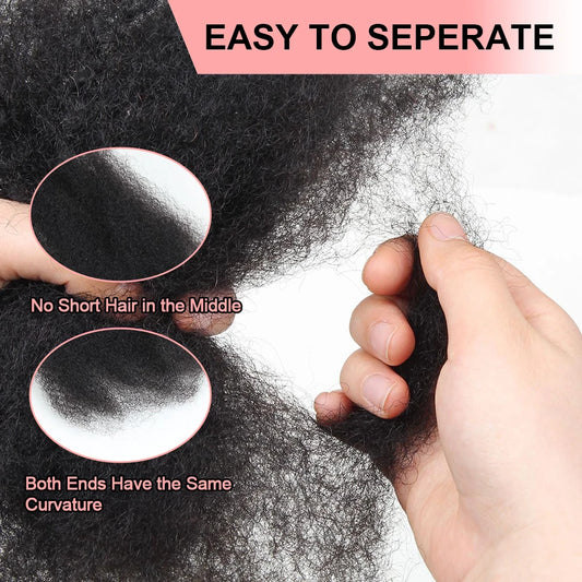 Polished Remy Bulk Hair No Attachment 16 Inch Afro Kinky Curly Wave Human Hair 1Pc Bulk For Braiding 100% Human Hair Extensions
