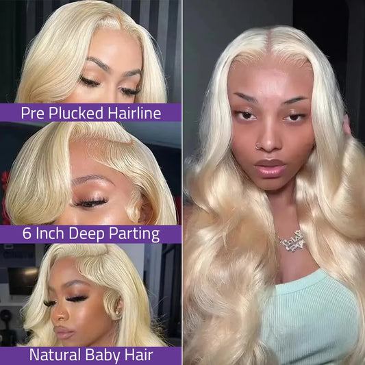 613 Body Wave 13x6 Hd Transparent Lace Frontal Wig Brazilian 100% Human Hair 13x4 Lace Front PrePlucked Wigs 200% Density 36inch