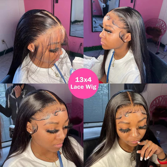 40 Inch 200 Density Frontal Wig For Black Women Brazilian Wigs Human Hair 13x4 13x6 Bone Straight HD Transparent Lace Front Wigs