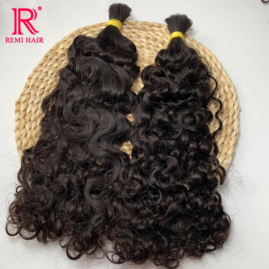 100% Real Human Hair Bulk No Weft Curly Vietnamese Human Hair Extensions Weaving Hair for Women Water Wave Hair For Braiding