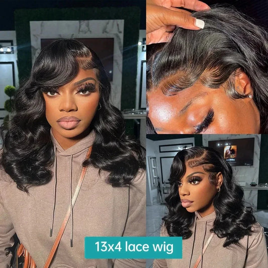 16 Inch Short Bob Body Wave 13x4 Transparent Lace Front Human Hair Wigs 13x7 Lace Frontal Glueless Ready To Wear 6x6 Closure Wig