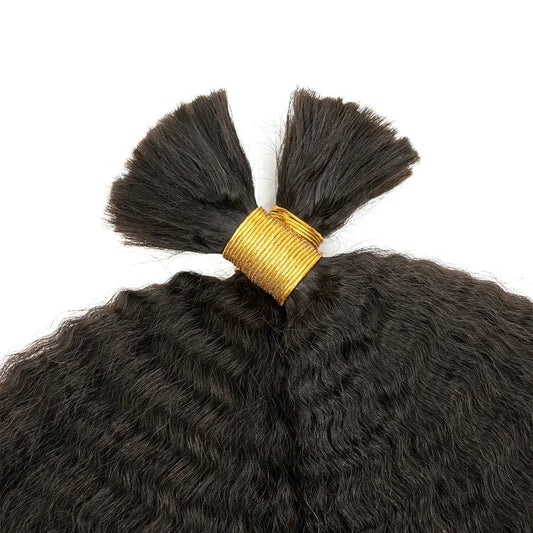 Kinky Straight Bulk Hair For Braiding Natural Color Virgin Human Hair Extensions No Weft Crochet Braids Yaki Straight Hair Bulk