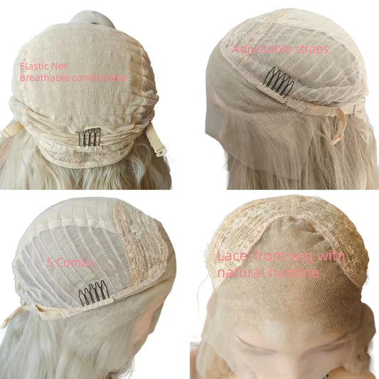 Premium Fiber Synthetic Wig Ombre Ash Brown High Quality Synthetic Wigs Women straight Glueless Wig Short Bob Lace Front Wig