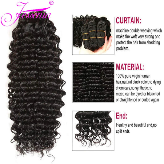 Unprocessed Brazilian 4 Bundles Deal 8-32Inch Loose Deep Wave Tissage 100% Raw Human Hair Wet and Wavy DeepCurly Cheveux Humain