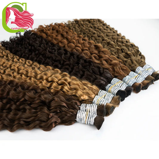 Deep Wave Human Bulk Hair 350 27 613Color For Braiding Curly Brazilian Remy Hair Bundles No Weft Bulk Human Hair Extensions 100g