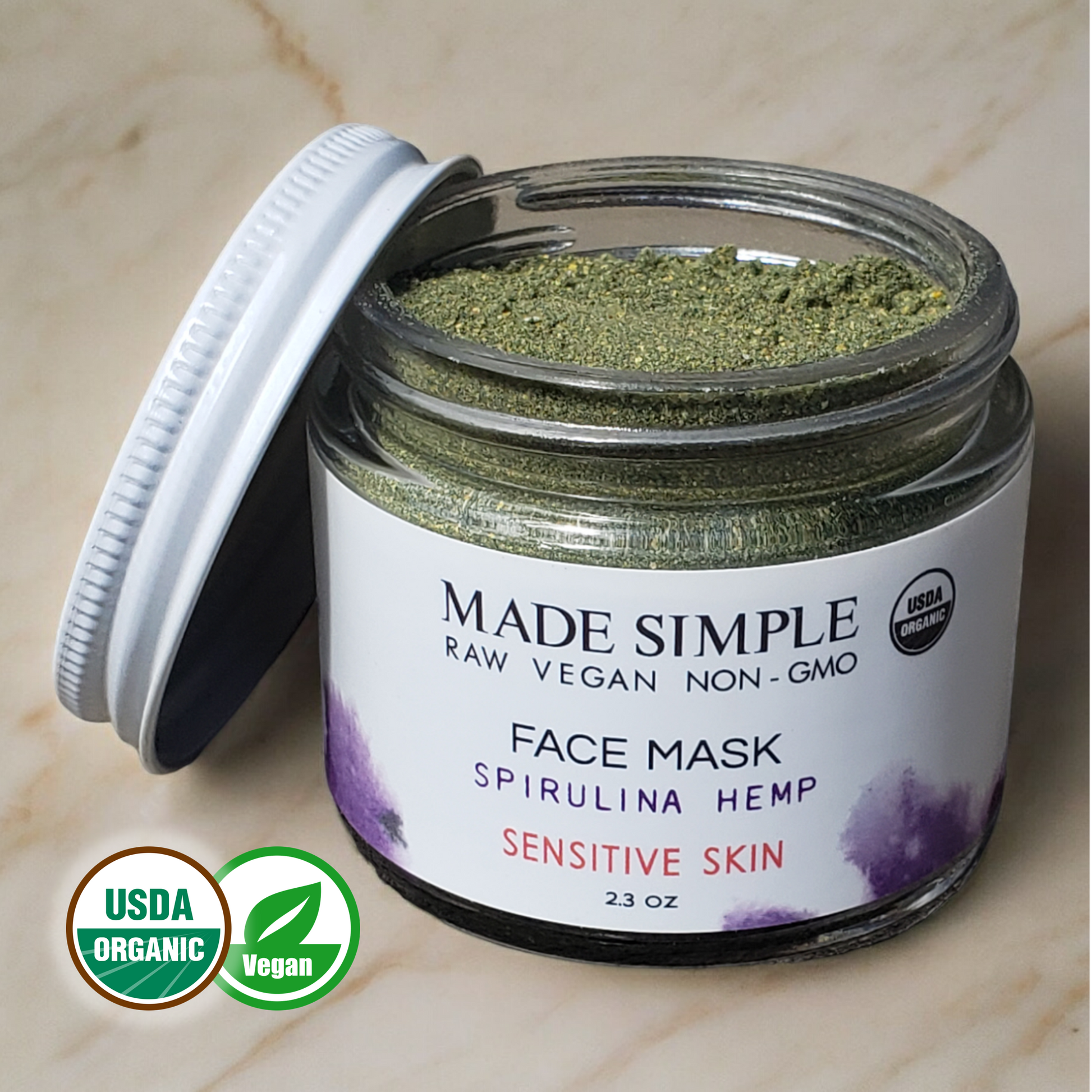 Spirulina Hemp Face Mask for Sensitive Skin - Certified Organic, Vegan & Cruelty-free-4