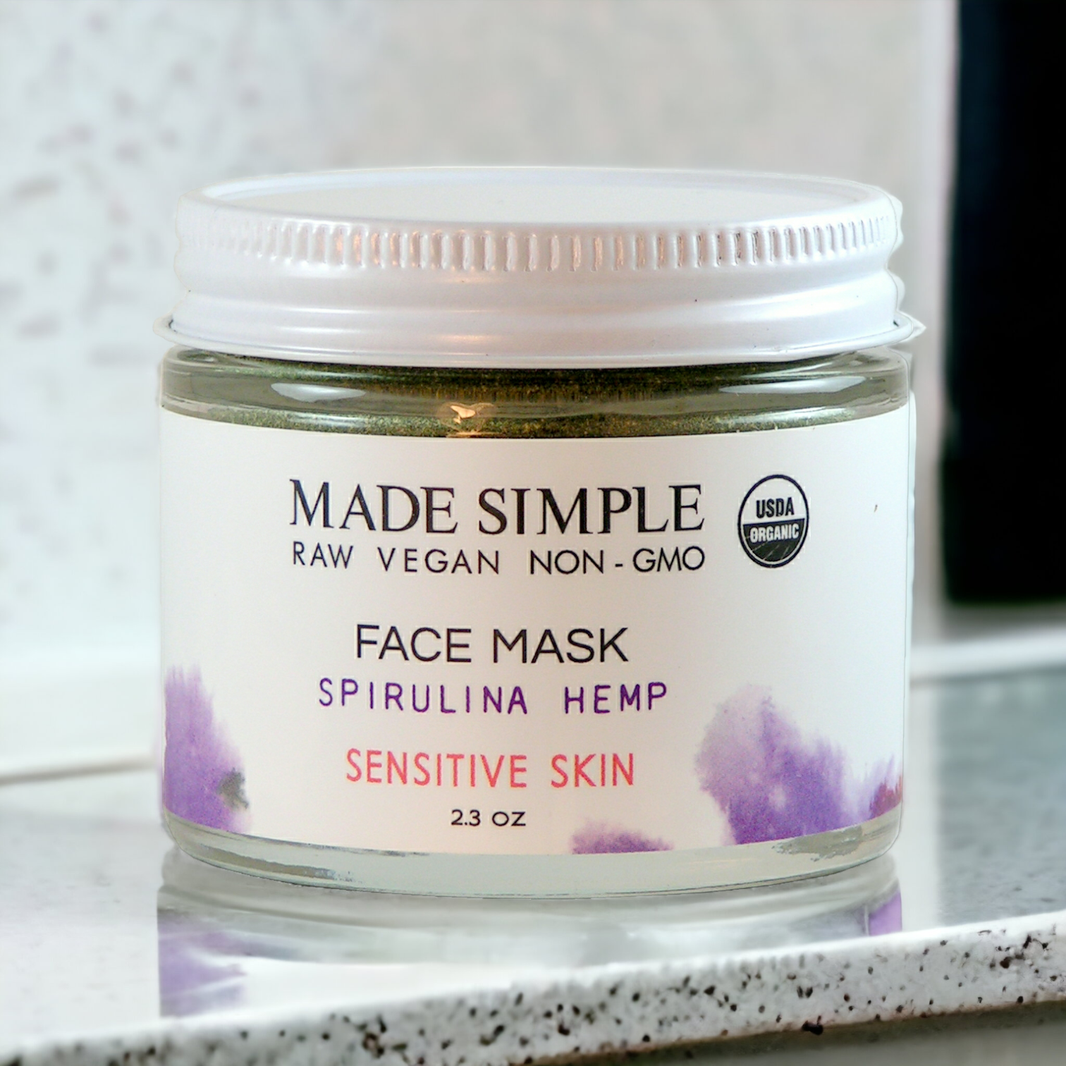 Spirulina Hemp Face Mask for Sensitive Skin - Certified Organic, Vegan & Cruelty-free-3